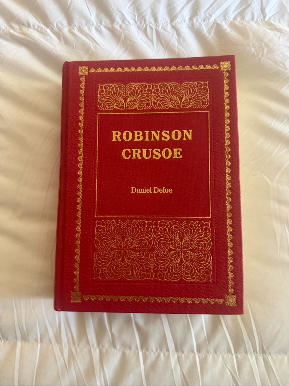 Robinson Crusoe 1970s Red Leather Hardcover - Gold Foil